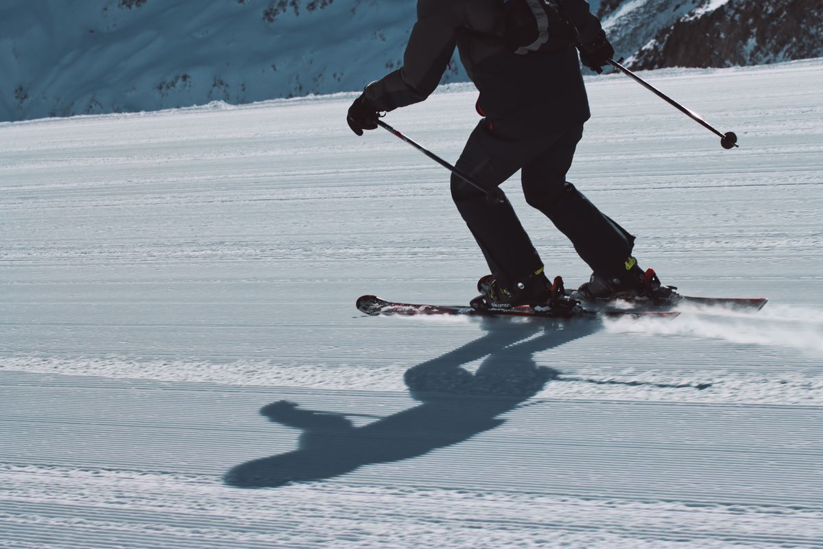 Cross-country skiing on a snow trail